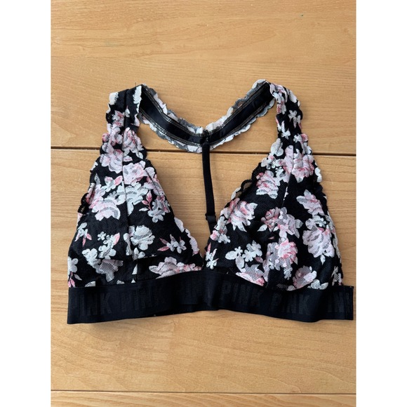 PINK Victoria's Secret Other - PINK Victoria Secret Floral Lace Bralette Womens Small Racerback Stretch Boho
